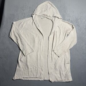 Barefoot Dreams Cardigan Womens M Cozy Chic Lite Hooded‎ Long Sweater Ivory